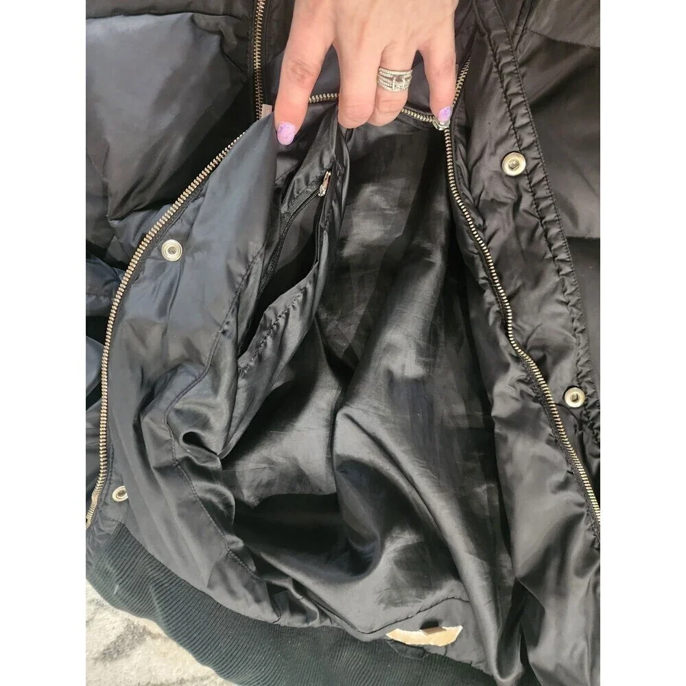 Michael Kors Women's XL Mid Lenght Black Down Puffer Coat with Ribbed Collar